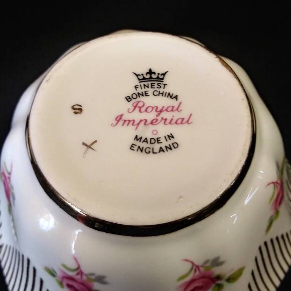 SALE Royal Imperial Sugar n Creamer Pink Roses 22k Gold - Picture 9 of 16